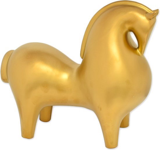 Keramisch Beeld van een Paard Goud 28 cm hoog