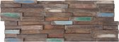Set van 10 teakhouten tegels MCW-B95 (1 m²), 3D-wandtegels wandpanelen mozaïektegels wandpanelen vintage bruin