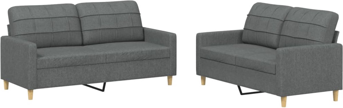 vidaXL - 2-delige - Loungeset - met - kussens - stof - donkergrijs