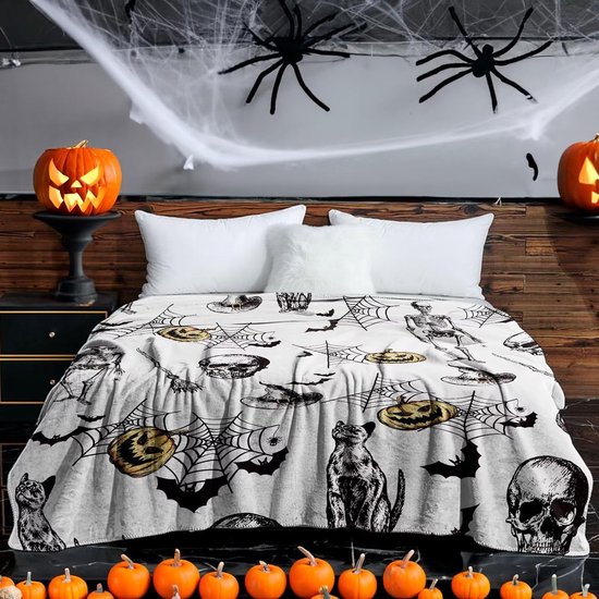 Couverture d'Halloween, couverture de crâne d'Halloween imprimée avec  squelette homme... | bol