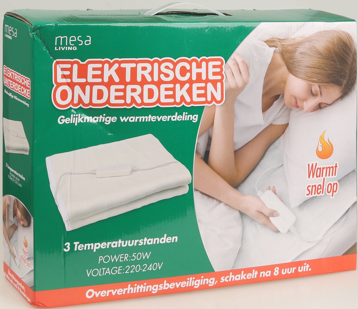 Afbeelding 3 van Mesa Living Elektrisch onderdeken- 3 standen -150 x 80 cm - Elektrische deken - 1 persoons - Warmtedeken