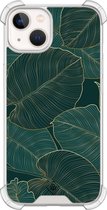 Casimoda® hoesje - Geschikt voor iPhone 13 - Monstera Leaves - Shockproof case - Extra sterk - Siliconen/TPU - Groen, Transparant