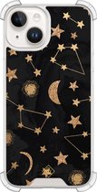 Casimoda® hoesje - Geschikt voor iPhone 14 - Counting The Stars - Shockproof case - Extra sterk - Siliconen/TPU - Zwart, Transparant