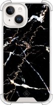 Casimoda® hoesje - Geschikt voor iPhone 14 - Marmer Zwart - Shockproof case - Extra sterk - Siliconen/TPU - Zwart, Transparant