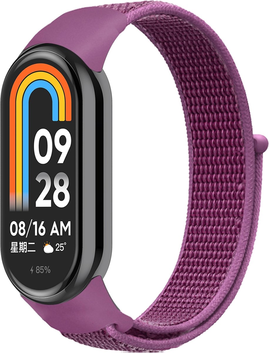 By Qubix - Sport loop nylon bandje - Paars - Geschikt voor Xiaomi Smart Band 8 / 9 / 10