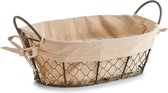 broodmandje Countrystyle, m. handgrepen, draad/linnen, bruin/beige, 30 x 21 x 11 cm 18091