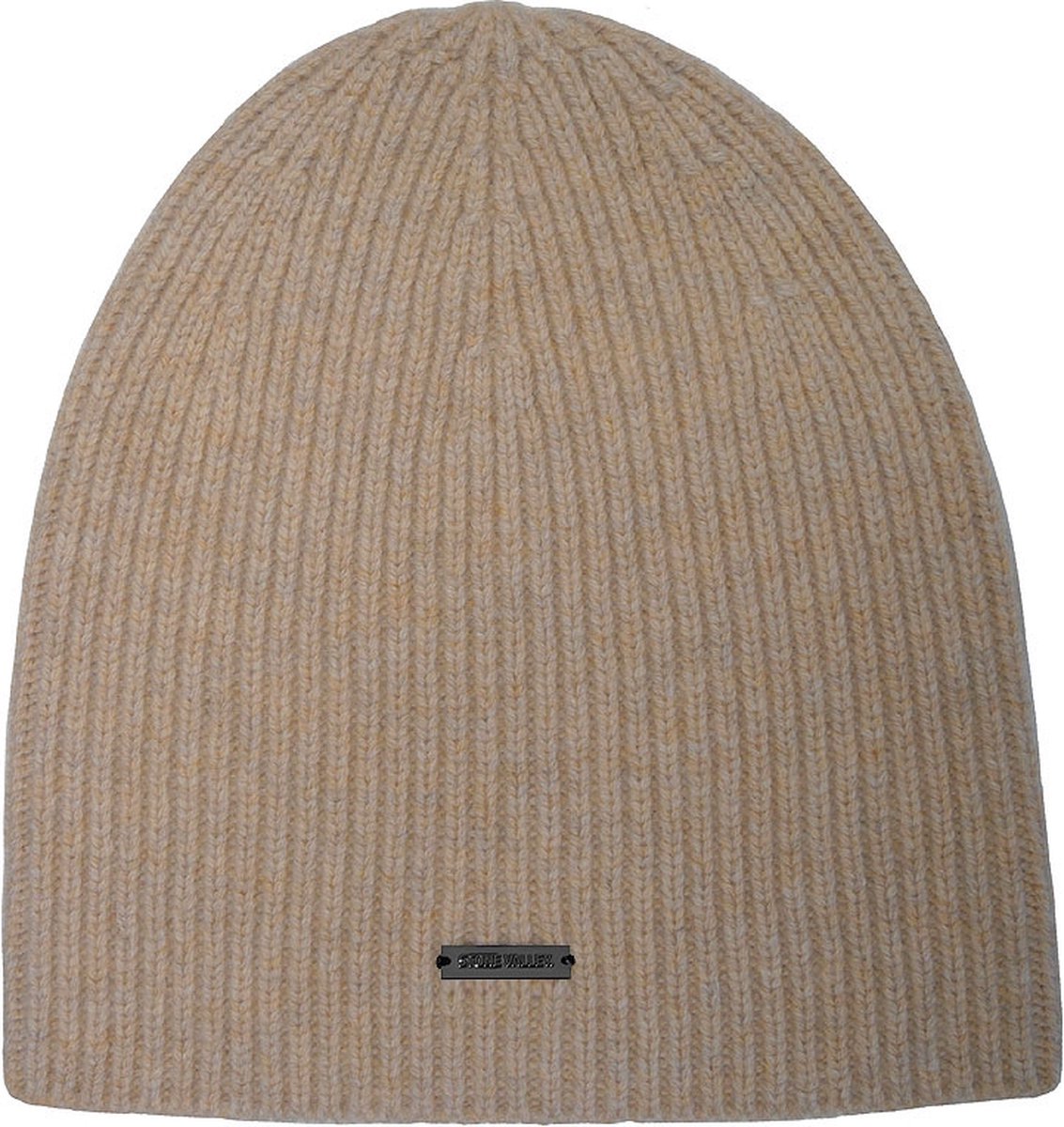 Stone Valley Gebreide Beanie zonder Omslagrand in Beige