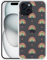 Cazy Hoesje geschikt voor iPhone 15 Regenboog Patroon