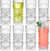 Lot de 8 gobelets Tiki en plastique de 500 ml, verres Tiki transparents, gobelets Tiki de bar modernes, gobelets de fête hawaïenne pour cocktails, limonade, boissons mélangées, pique-nique, fournitures de restaurant