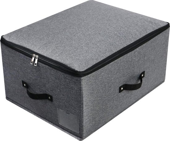 Opvouwbare opbergmand met deksel op boekenplanken, kast, trap, kast enz., Donkergrijs