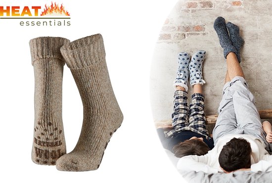 Heat Essentials Antislip Sokken - Wollen Sokken Heren - Huissokken Dames - Noorse Sokken
