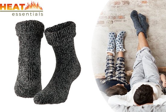 Heat Essentials Antislip Sokken - Wollen Sokken Heren - Huissokken Dames - Noorse Sokken