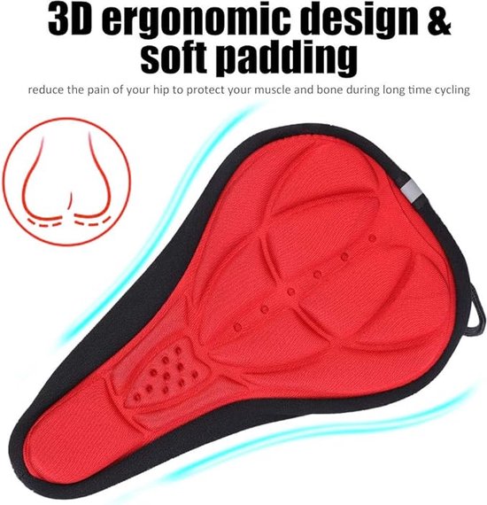 Waledano® Fiets zadelhoes 3D - fietszadel - Cover - One Size - Universele Zadeldek - Rood