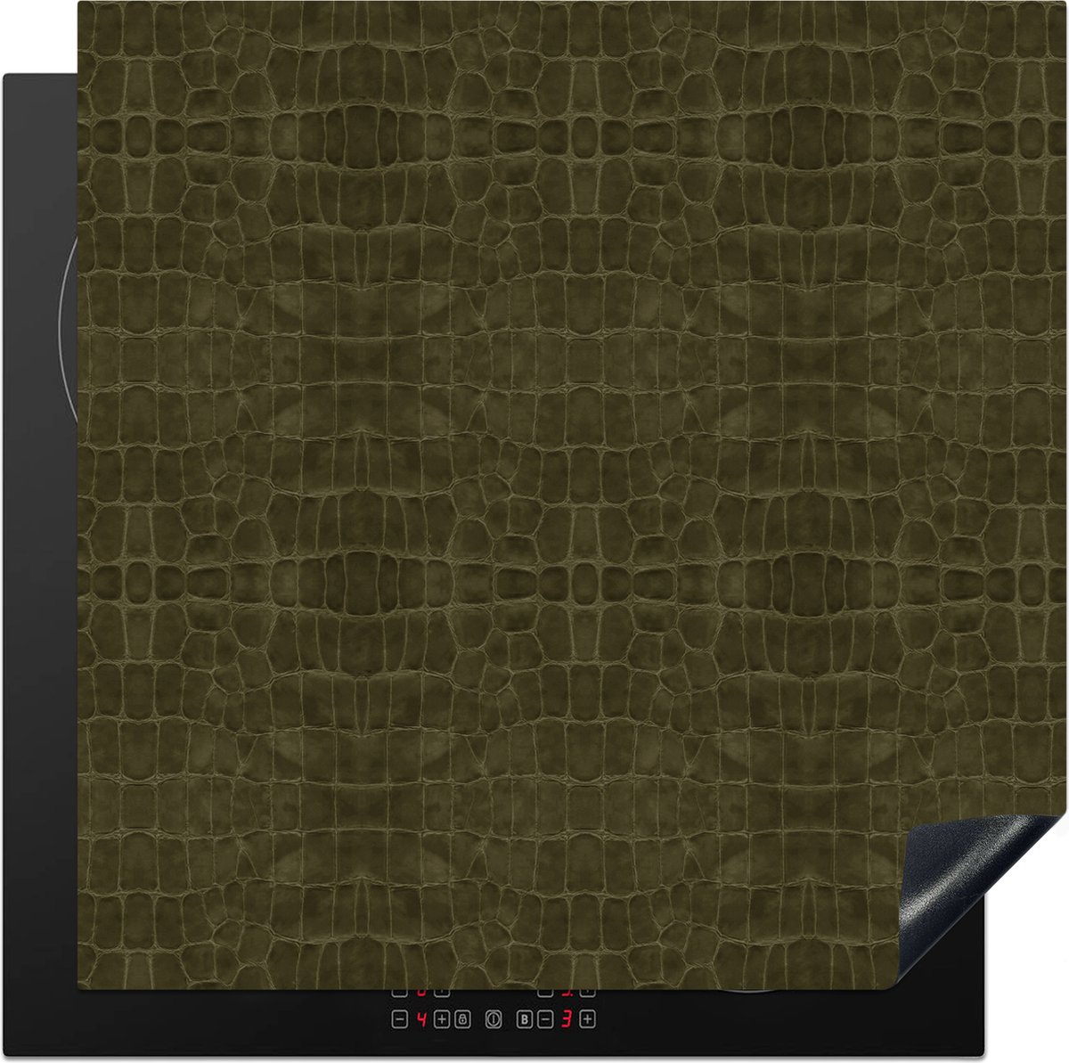KitchenYeah® Inductie beschermer 78x78 cm - Leer - Structuur - Dierenhuid - Kookplaataccessoires - Afdekplaat voor kookplaat - Inductiebeschermer - Inductiemat - Inductieplaat mat