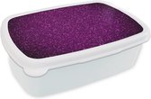 Broodtrommel Wit - Lunchbox Paars - Roze - Patronen - Abstract - Brooddoos 18x12x6 cm - Brood lunch box - Broodtrommels voor kinderen en volwassenen