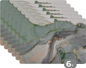 Placemats - Marmer - Goud - Groen - Chiq - Onderleggers placemat - 45x30 cm - 6 stuks