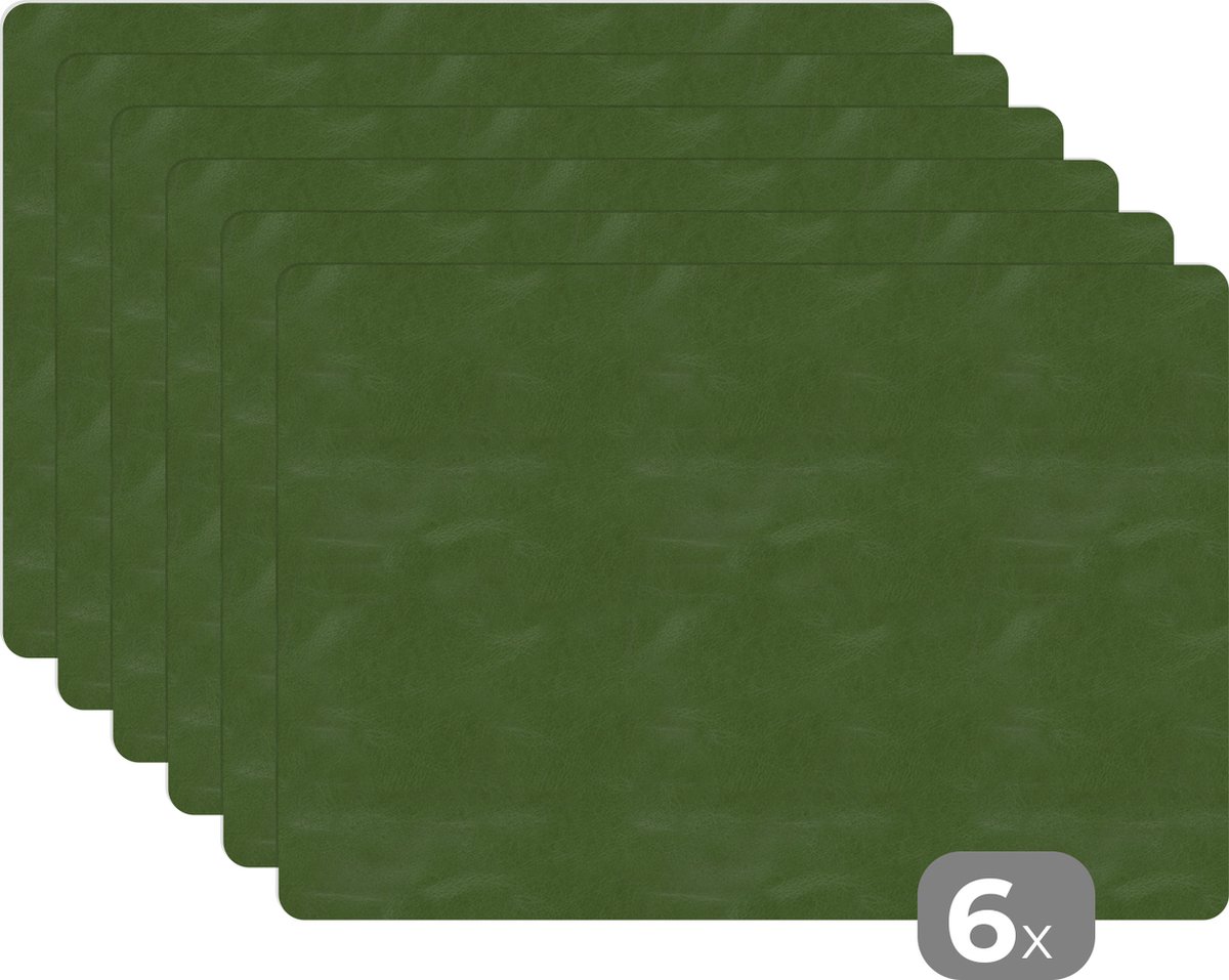 Placemats - Leer - Dieren - Groen - Afdekplaat - 45x30 cm - 6 stuks - Onderleggers placemats