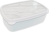 Broodtrommel Wit - Lunchbox - Brooddoos - Marmer - Wit - Lijn - Patronen - Luxe - Marmerlook - 18x12x6 cm - Volwassenen