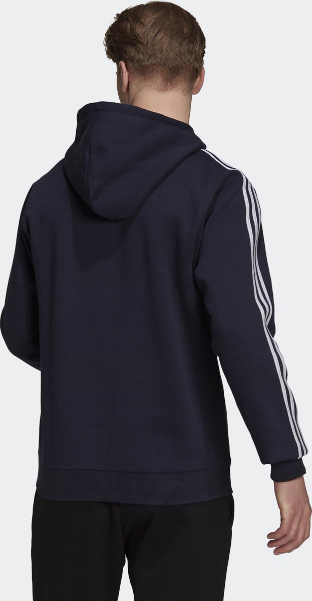adidas Sportswear Essentials Fleece 3-Stripes Logo Hoodie Heren Blauw