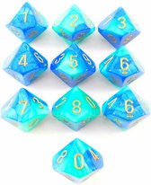 Chessex Gemini Blue-Sarcelle/or D10 Set de dés (10 pièces)