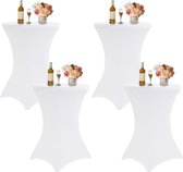 Set van 4 cocktail-stretch tafelkleden, 80 x 110 cm, spandex-stretch, vierkante hoektafelkleden, witte cocktailtafelkleden, ronde tafelkleden voor bruiloften, verjaardagen, bars, feestbanketten en
