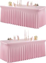 2 stuks roze rekbaar spandex tafelkleed voor 1,8 m rechthoekige tafel, wasbaar en kreukvrij stretch tafelkleed, rechthoekig, voor feestjes, evenementen, bruiloften, banketten, 183 x 76 cm