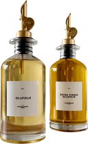 Luxe Olie Dispenser Set - 2 Stuks - Nederlandse & Blanco Labels - Oliefles - Olijfolie - Keuken Must-Have - Inclusief Trechter & Stift - Gouden Schenktuit - 350 ml - Gouden Touch