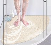 Antislip douchemat, 40 x 60 cm, Loofah massagedouchematten, badmat, douchemat met antislipveiligheid, doorlatende badmat, voor badkuip en natte ruimtes (beige, 53 x 53 cm)
