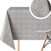 Afveegbaar rechthoekig tafelkleed 250 x 140 cm voor rechthoekige tafels tot 8 zitplaatsen Waterbestendig vinyl Afveegbaar PVC tafelzeil Reliëfpatroon grijs