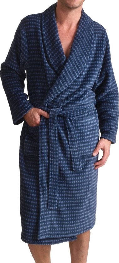 Outfitter - Heren badjas fleece - Geblokt motief - Maat XXL