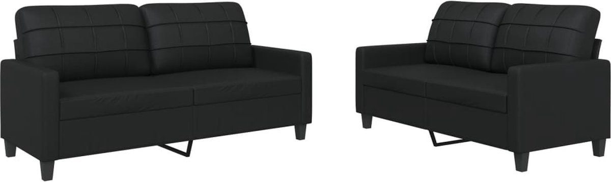 vidaXL - 2-delige - Loungeset - met - kussens - kunstleer - zwart