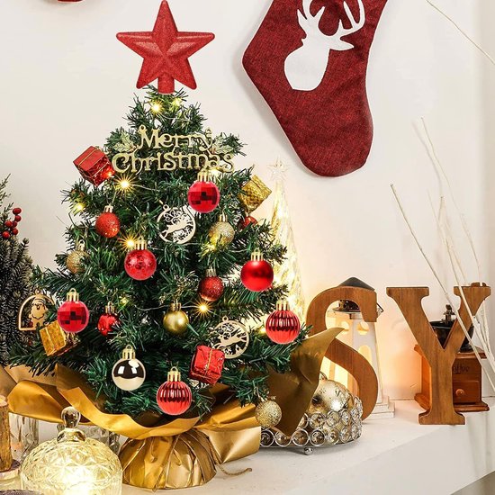 30 stuks mini-kerstballen met hanger, 3 cm, kleine kerstballen, roségouden ballen, mini-kerstboom, tafeldecoratie, set