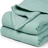 Mousseline babydeken, deken voor peuters, 119 x 119 cm, salie