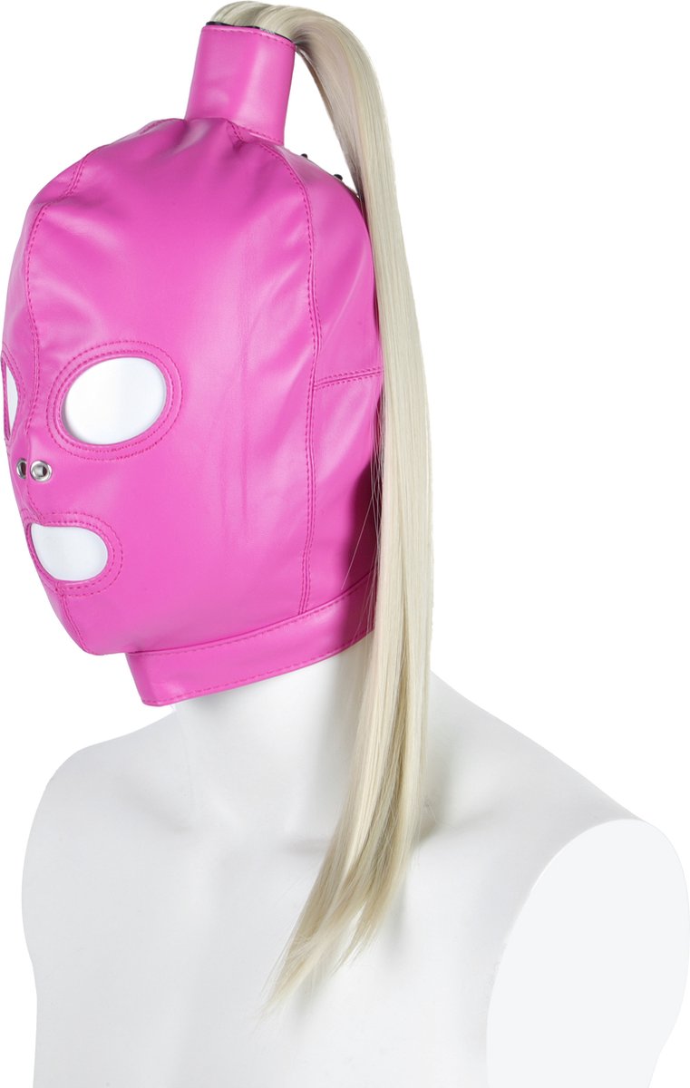 Goedkoopste Banoch | Masker Pony Tail | paarden staart roze imitatie leer | Bondage