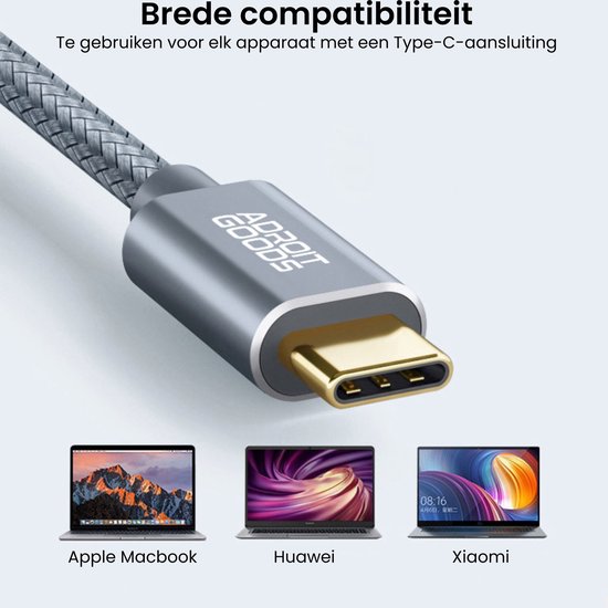 AdroitGoods Câble USB-C vers USB-B - Câble d'imprimante - 2 mètres - Grijs