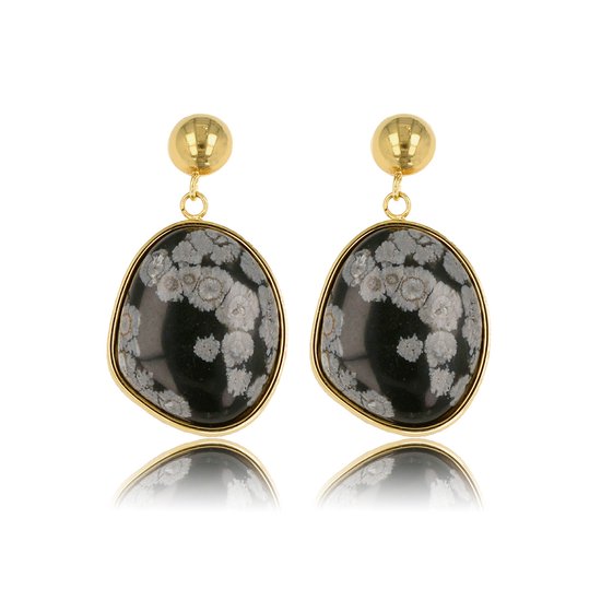 My Bendel - Boucle d'oreille en or avec flocon de neige rond - Boucle d'oreille en or avec pendentif flocon de neige rond - Avec emballage cadeau luxueux