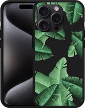 Cazy Hoesje Zwart geschikt voor iPhone 15 Pro Max Palm Leaves