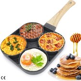 Poêle à œufs au plat et à crêpes antiadhésive multifonctionnelle - Cuisinez 4 œufs, crêpes, omelettes et plus encore - Convient aux Cuisinières à gaz - Pan à crêpes - Poêle à omelette - Machine à omelette - Poffertjes