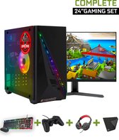 ScreenON - Gaming Set - X150128 - V1 (GamePC.X150128 + 24 Inch Monitor + Toetsenbord + Muis, Controller, Headset & Muismat) + WiFi & Bluetooth