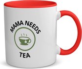 Akyol - mama needs tea koffiemok - theemok - rood - Moeder - mama die thee nodig heeft - moeder cadeautjes - moederdag - verjaardagscadeau - verjaardag - cadeau - geschenk - kado - gift - moeder artikelen - 350 ML inhoud