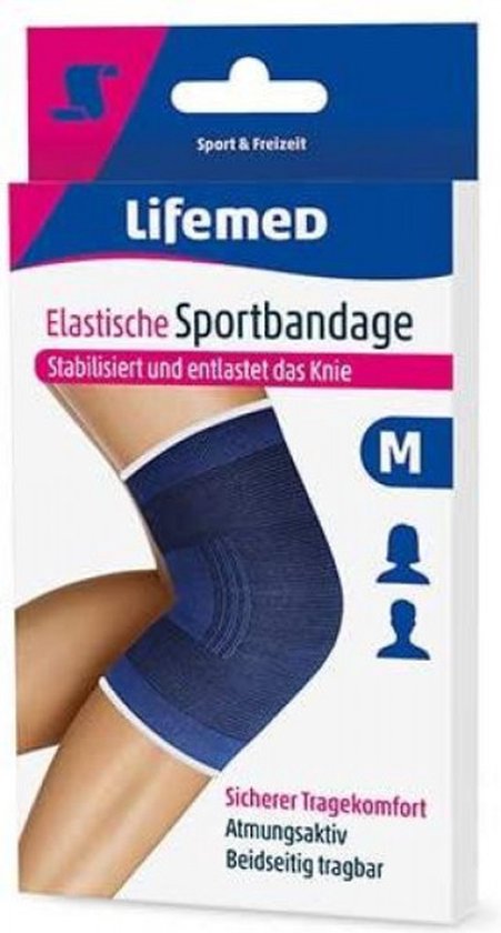 Lifemed elastische sportbandage blauwe kniebrace ( Maat M) - Lifemed