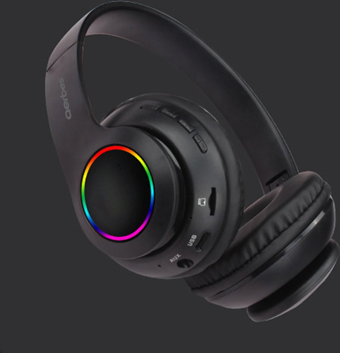 AERBES - Draadloze Over-Ear Koptelefoon Inklapbaar - Bluetooth Hoofdtelefoon - Microfoon - Bellen – Headphone - Micro SD mode - Zwart