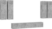 vidaXL - 6-delige - Tv-meubelset - bewerkt - hout - betongrijs