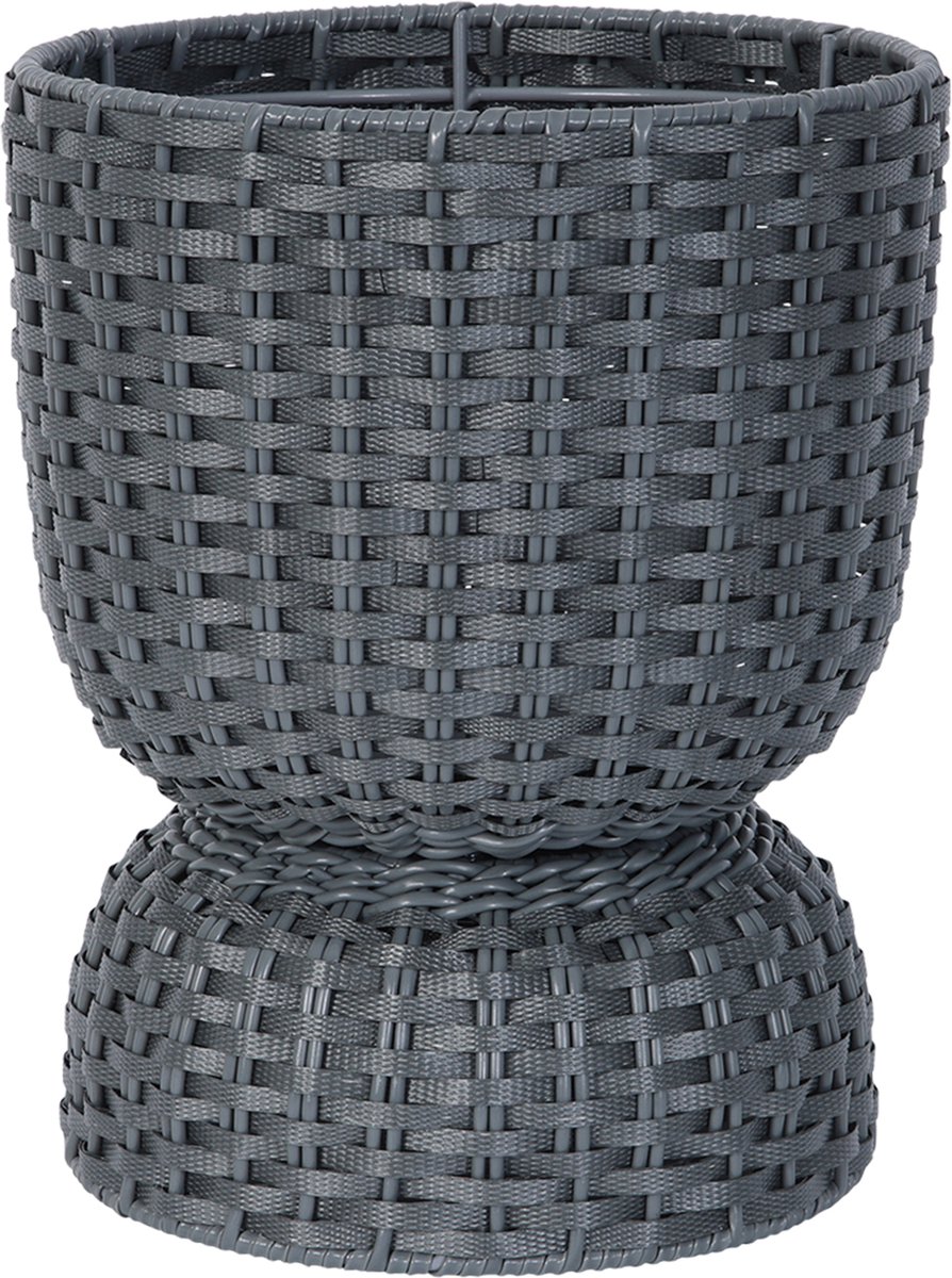 Handed By - Plantenmand - Plantenstandaard - Bloempot - Duurzaam- Handgevlochten - Handed By Twist Diabolo maat small - donkergrijs- dark grey