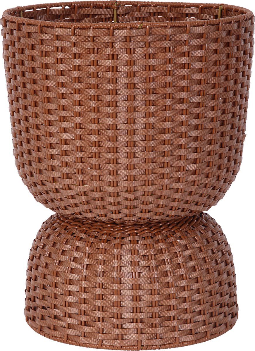 Handed By - Plantenmand - Plantenstandaard - Bloempot - Duurzaam- Handgevlochten - Handed By Twist Diabolo maat medium - bruin - sienna