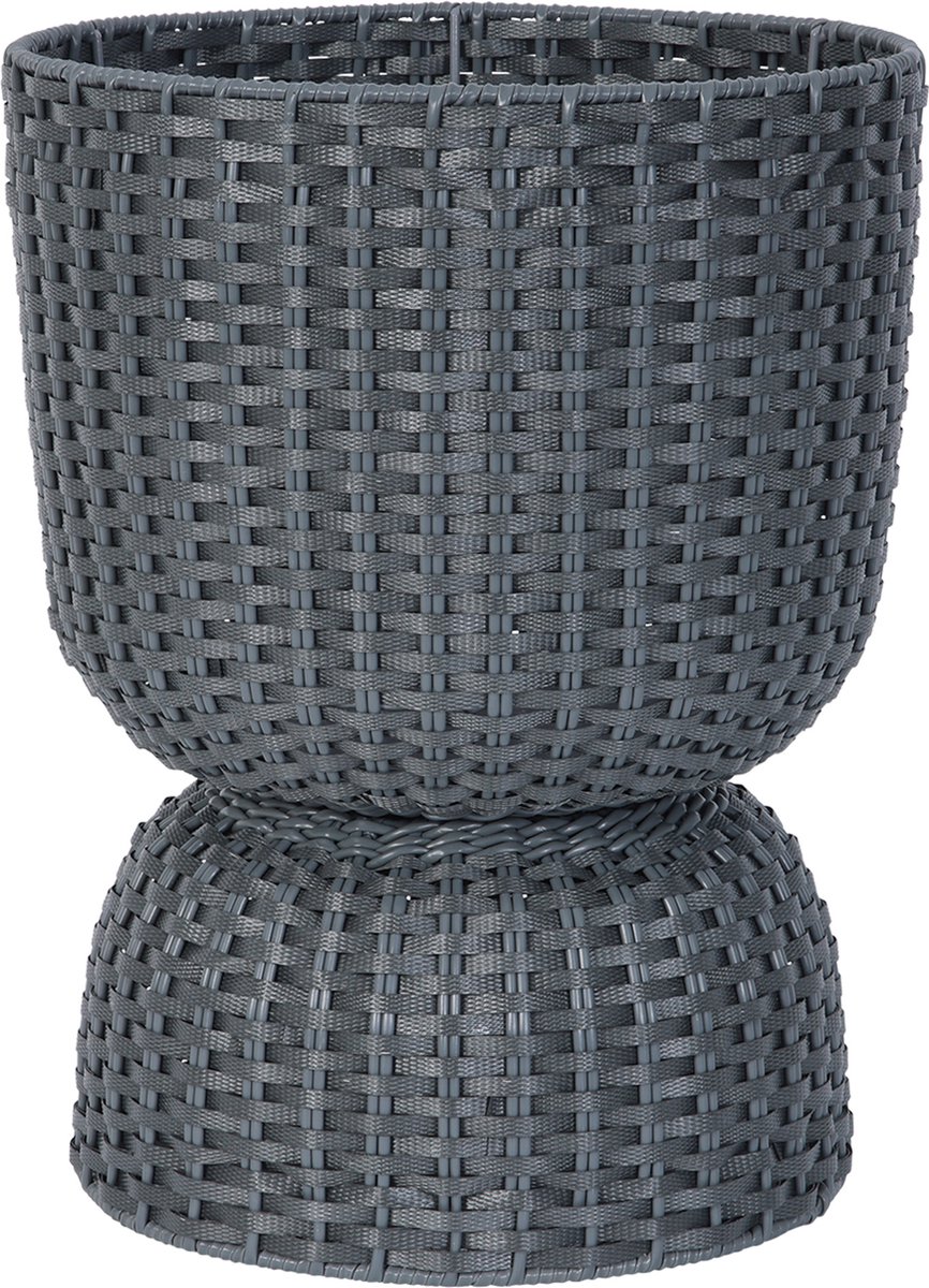 Handed By - Plantenmand - Plantenstandaard - Bloempot - Duurzaam- Handgevlochten - Handed By Twist Diabolo maat medium - donkergrijs- dark grey