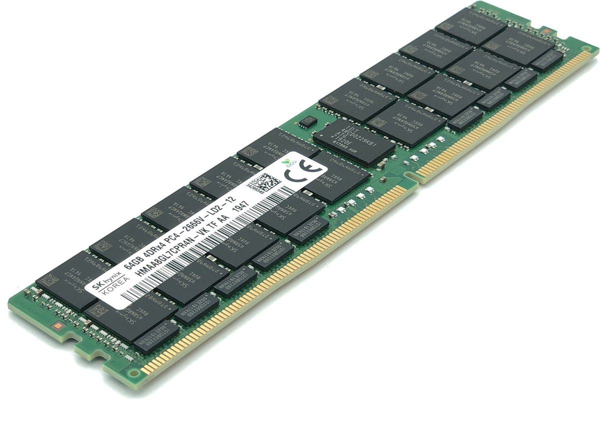 Hynix 64GB 4DRx4 PC4-2666V-LD2-12 ECC Registered (LRDIMM) MPN: HMAA8GL7CPR4N-VK, Niet geschikt voor Laptop en PC's
