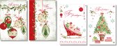 MGPcards - 40 Luxe dubbele wenskaarten - Kerst/Feestdagen - Folie - Witte envelop - 10,5 x 16 cm - 4 motieven