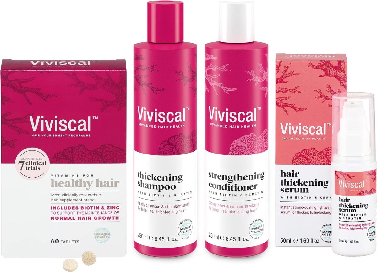 Viviscal Maximale Haargroei Set - Haargroei Supplement 60 stuks + Hair Thickening Shampoo + Hair Strengthening Conditioner + Hair Thickening Serum