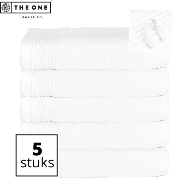 The One Towelling Classic Handdoeken - 70 x 140 cm - 5 Stuks - Voordeelverpakking - Hoge vochtopname - 100% Gekamd katoen - Wit